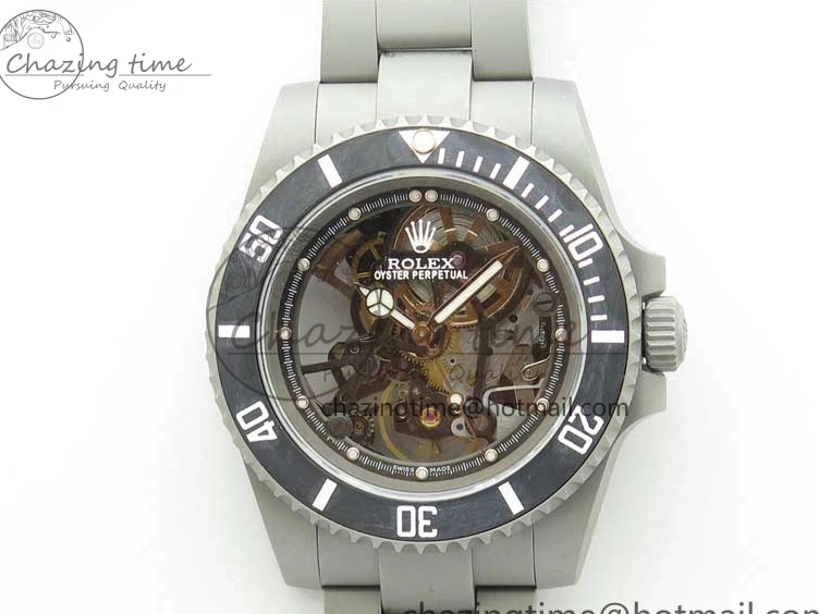116610 Bezel Skeleton DIal Best Sandblasted Edition on ROF Andrea Submariner Carbon SA3130 Pirlo 0308